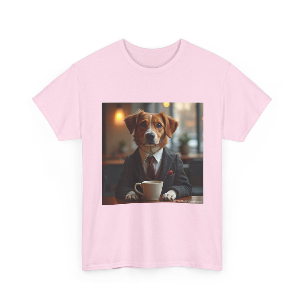 Dog in Suit Coffee Tee – Funny Canine Café T‑Shirt for Dog Lovers