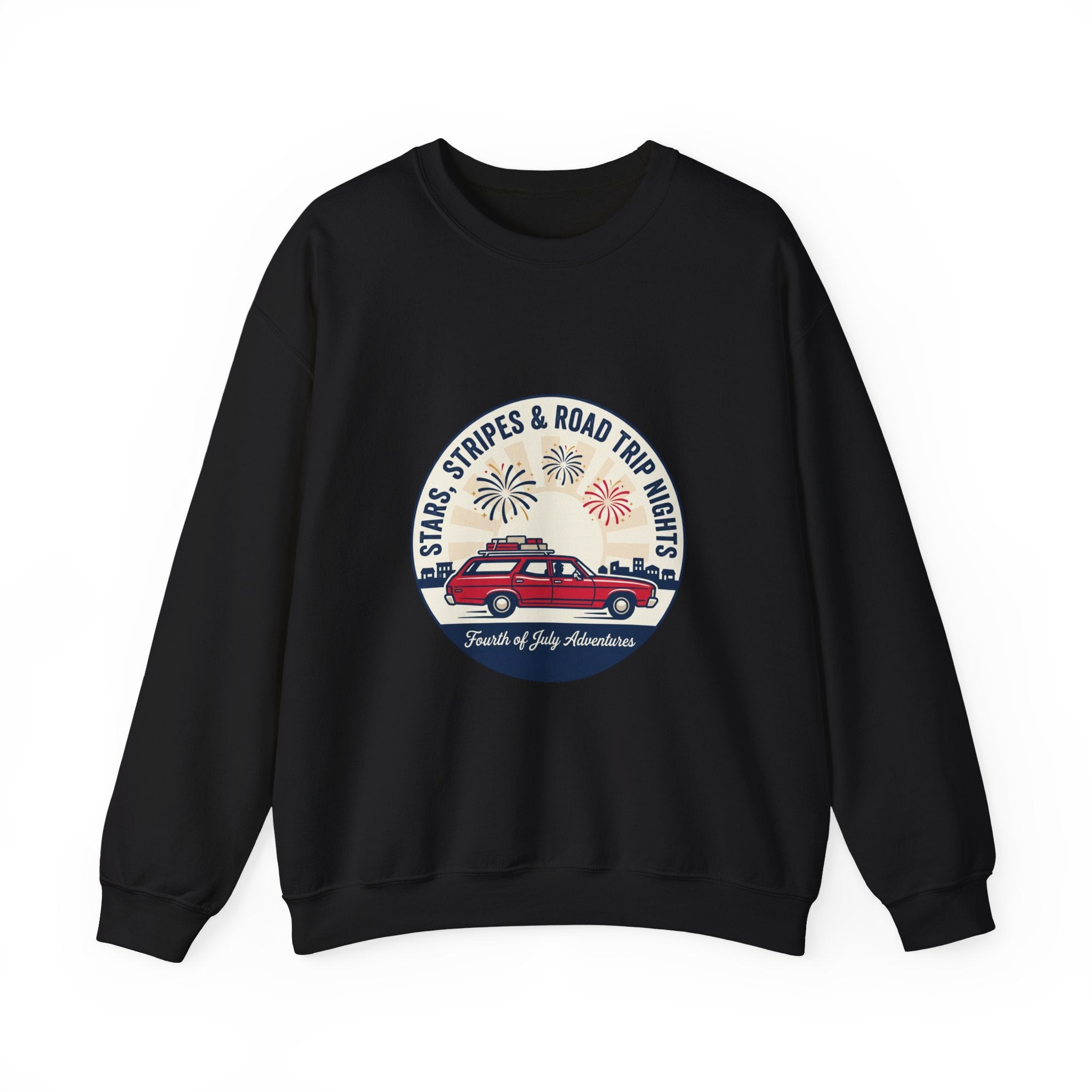 Stars & Stripes Road Trip Sweatshirt | vintage USA, red white blue Americana