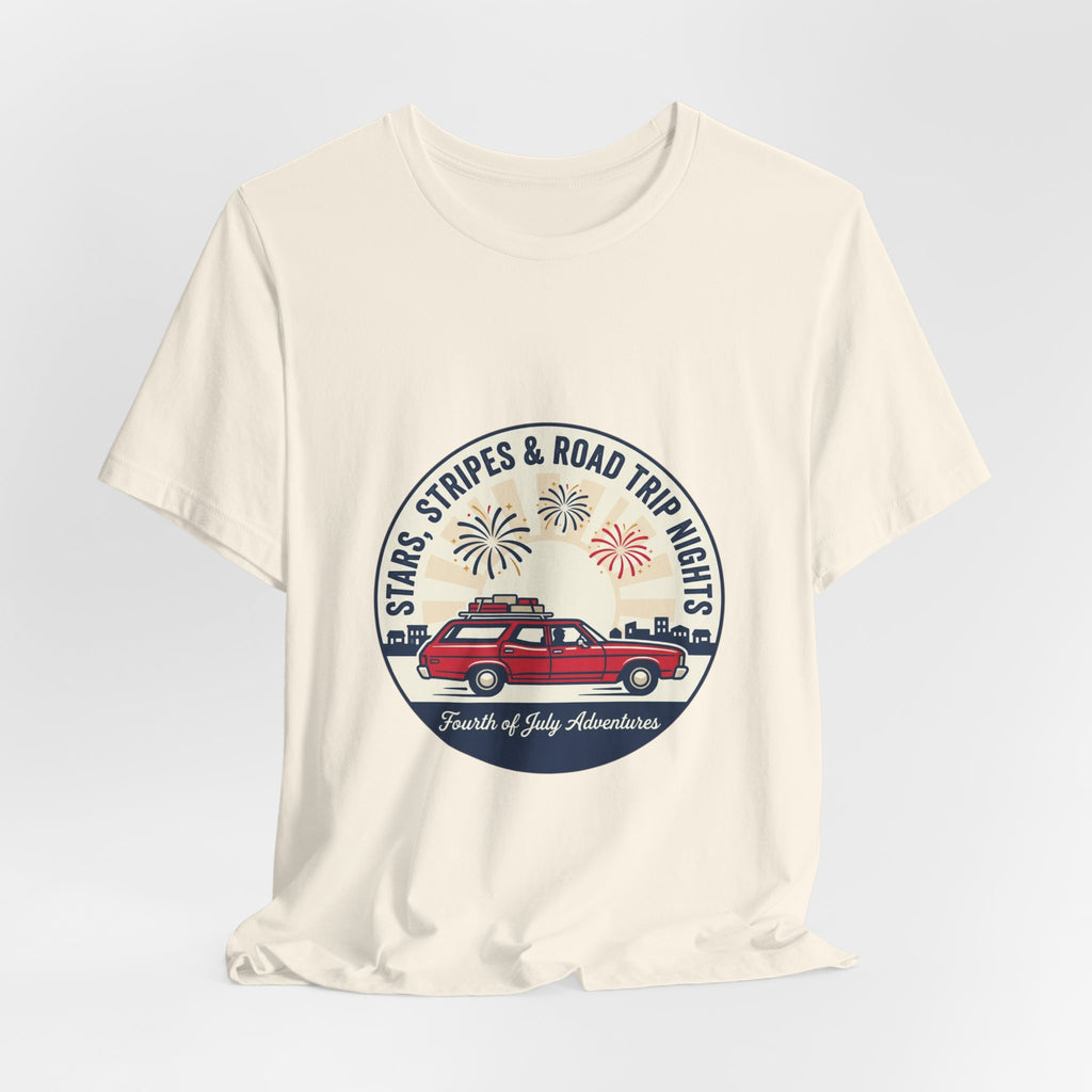 Stars & Stripes Road Trip Sweatshirt, Vintage USA Red White Blue Crewneck, American Travel Sweater, Patriotic Gift, Retro USA Sweatshirt, 4th of July Gift