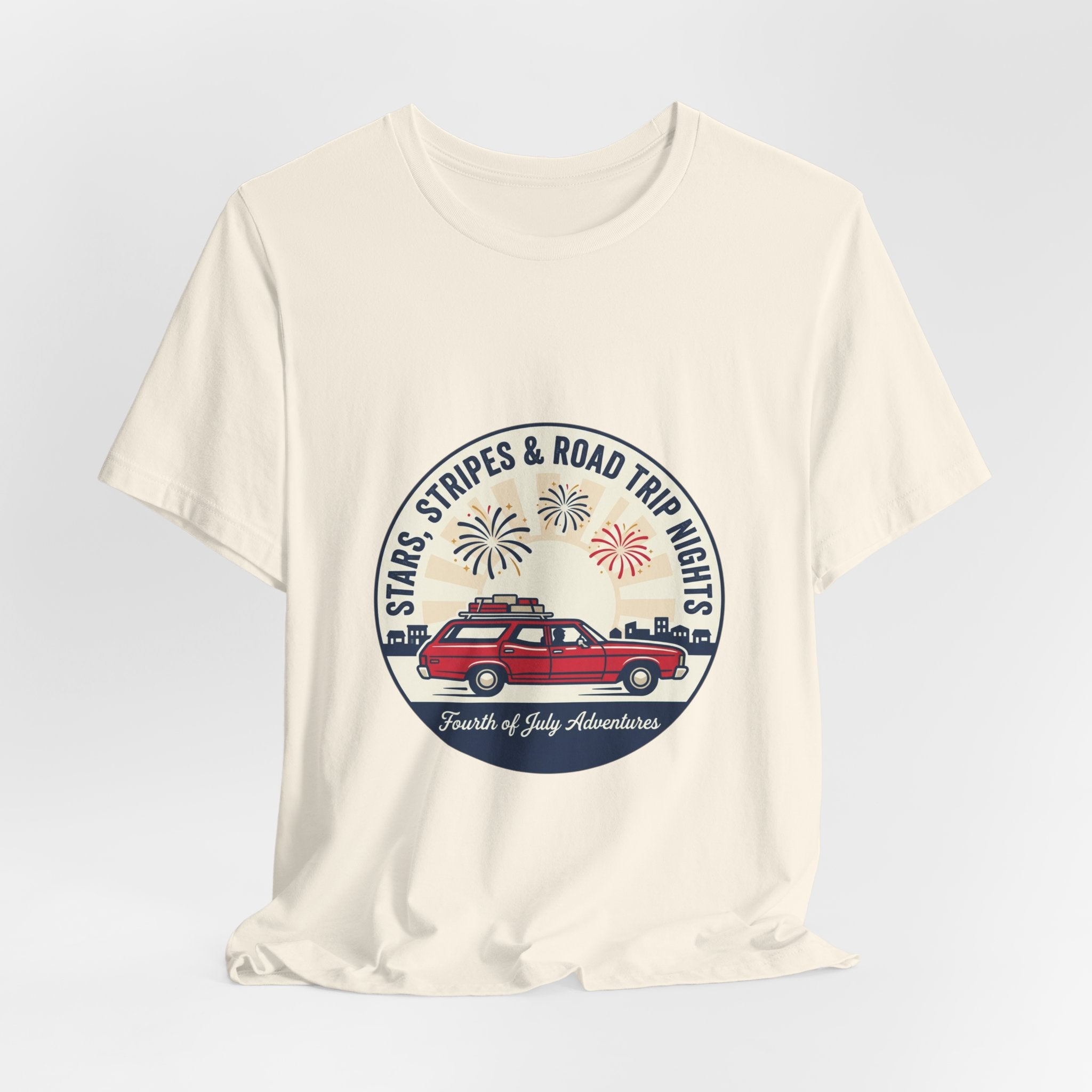 Stars & Stripes Road Trip Sweatshirt, Vintage USA Red White Blue Crewneck, American Travel Sweater, Patriotic Gift, Retro USA Sweatshirt, 4th of July Gift