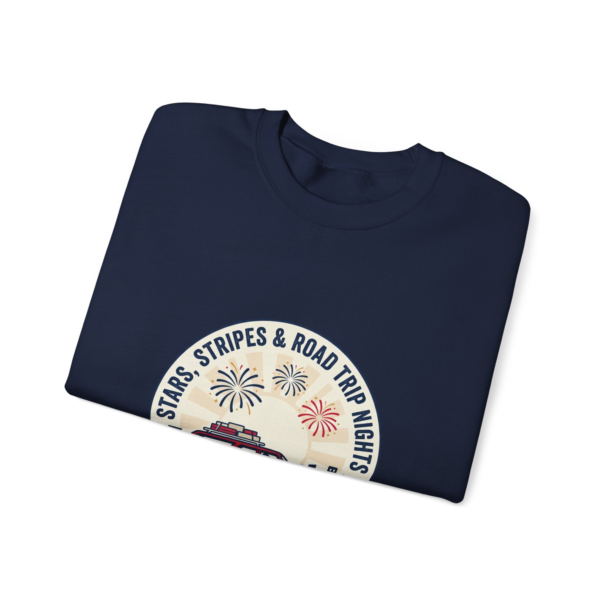 Stars & Stripes Road Trip Sweatshirt | vintage USA, red white blue Americana