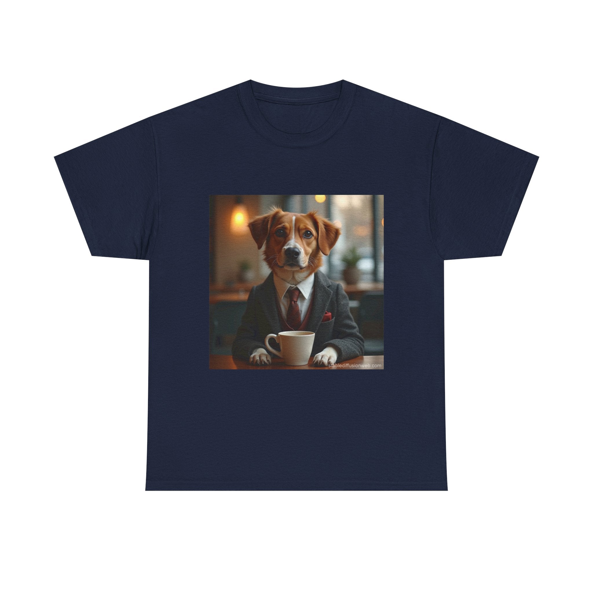 Dog in Suit Coffee Tee – Funny Canine Café T‑Shirt for Dog Lovers