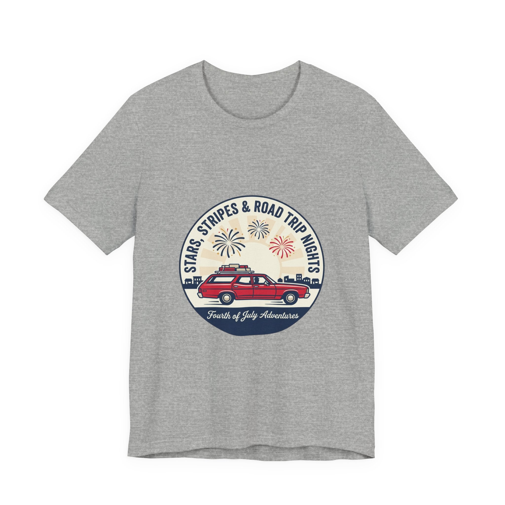 Stars & Stripes Road Trip Sweatshirt, Vintage USA Red White Blue Crewneck, American Travel Sweater, Patriotic Gift, Retro USA Sweatshirt, 4th of July Gift