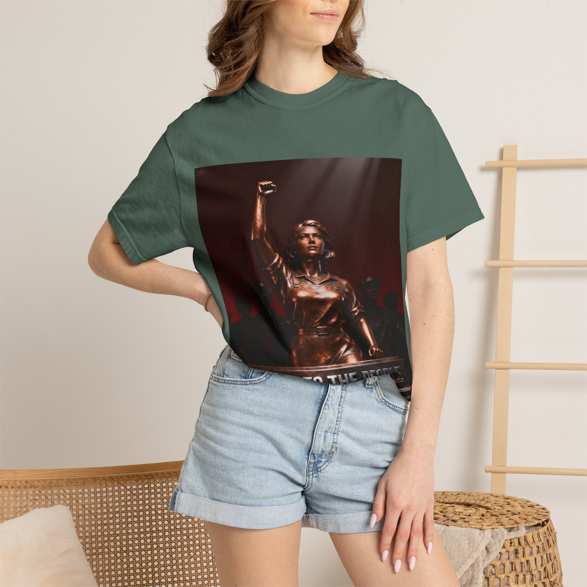 Power to the People – Revolutionary Worker Statue Poster | Socialist Art Print | Feminist Strength Wall Decor | Political Statement Artwork