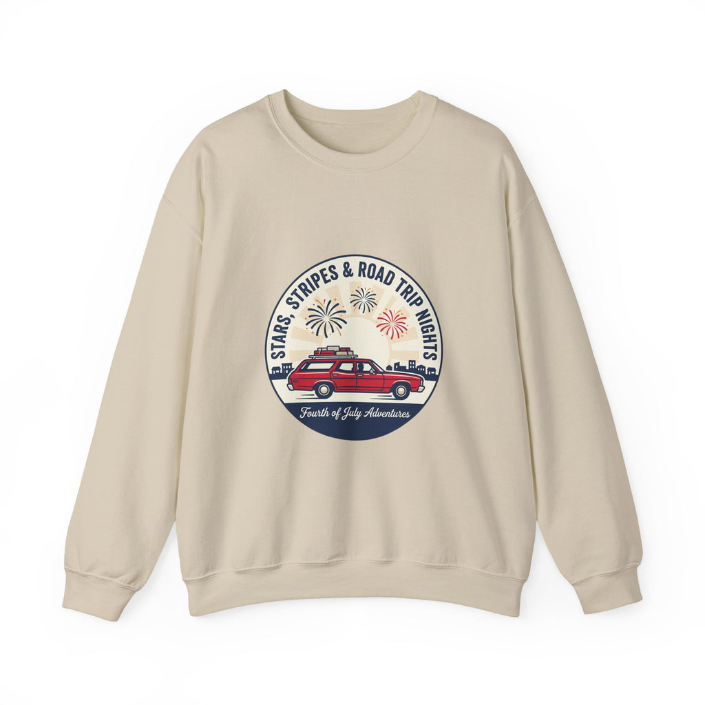 Stars & Stripes Road Trip Sweatshirt | vintage USA, red white blue Americana