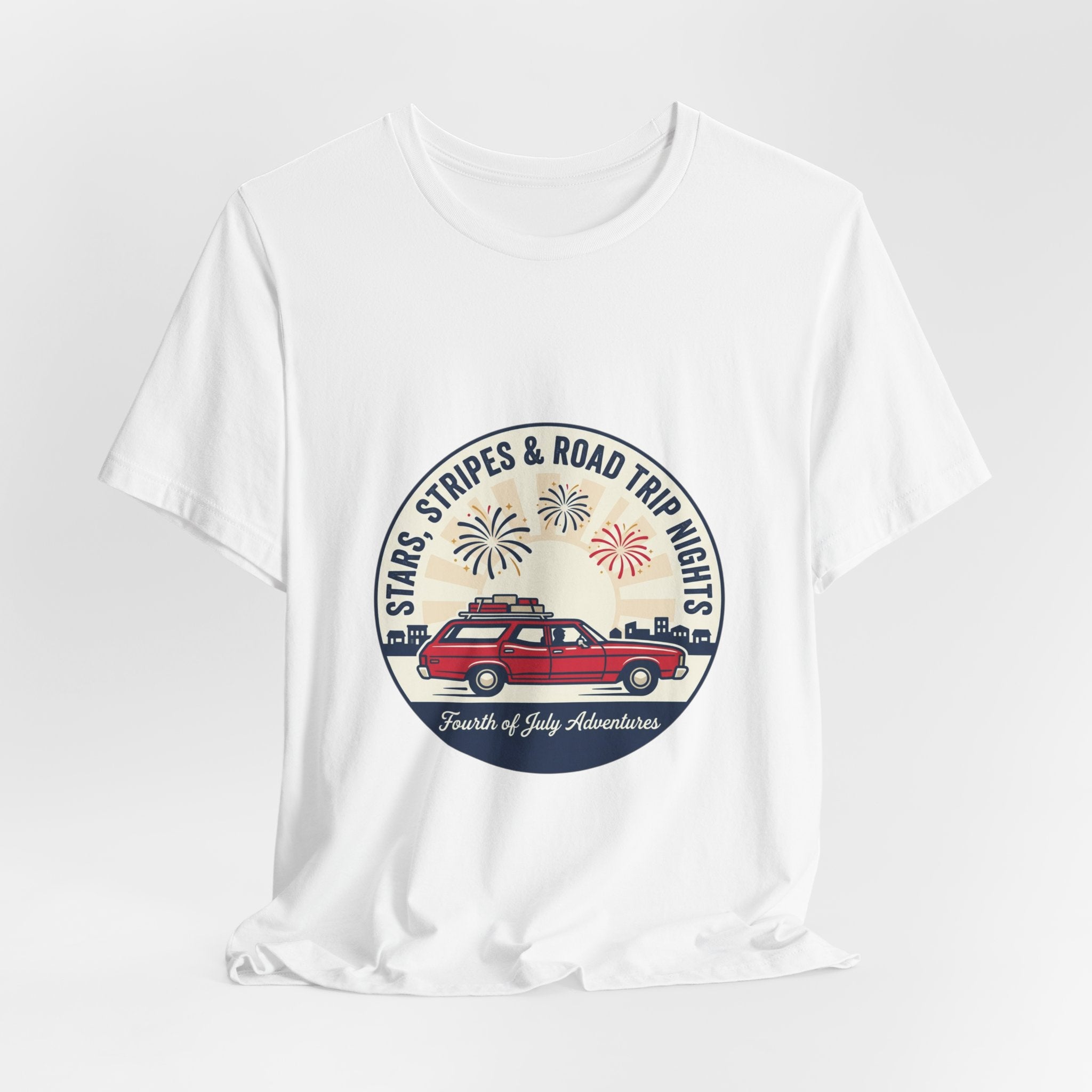 Stars & Stripes Road Trip Sweatshirt, Vintage USA Red White Blue Crewneck, American Travel Sweater, Patriotic Gift, Retro USA Sweatshirt, 4th of July Gift