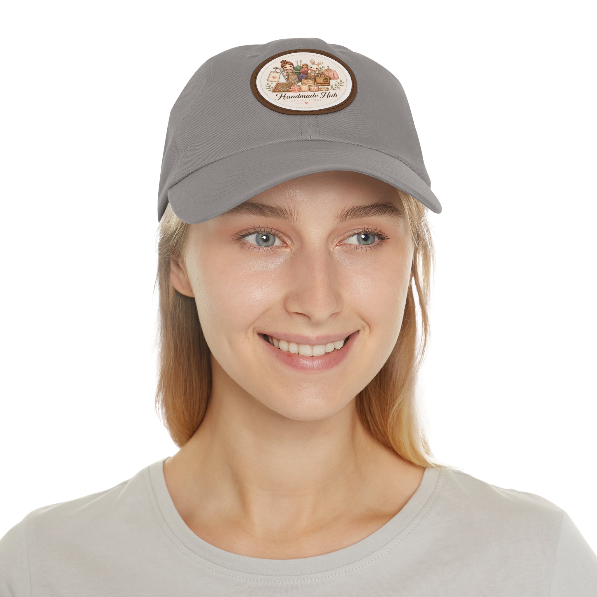 Handmade Herbs Dad Hat — Round Leather Patch Gardening Cap