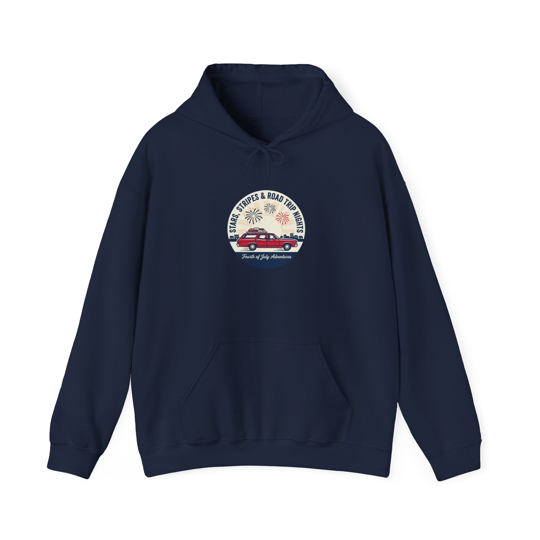 Vintage Americana 'Road Trip' Hoodie | red white blue, retro souvenir