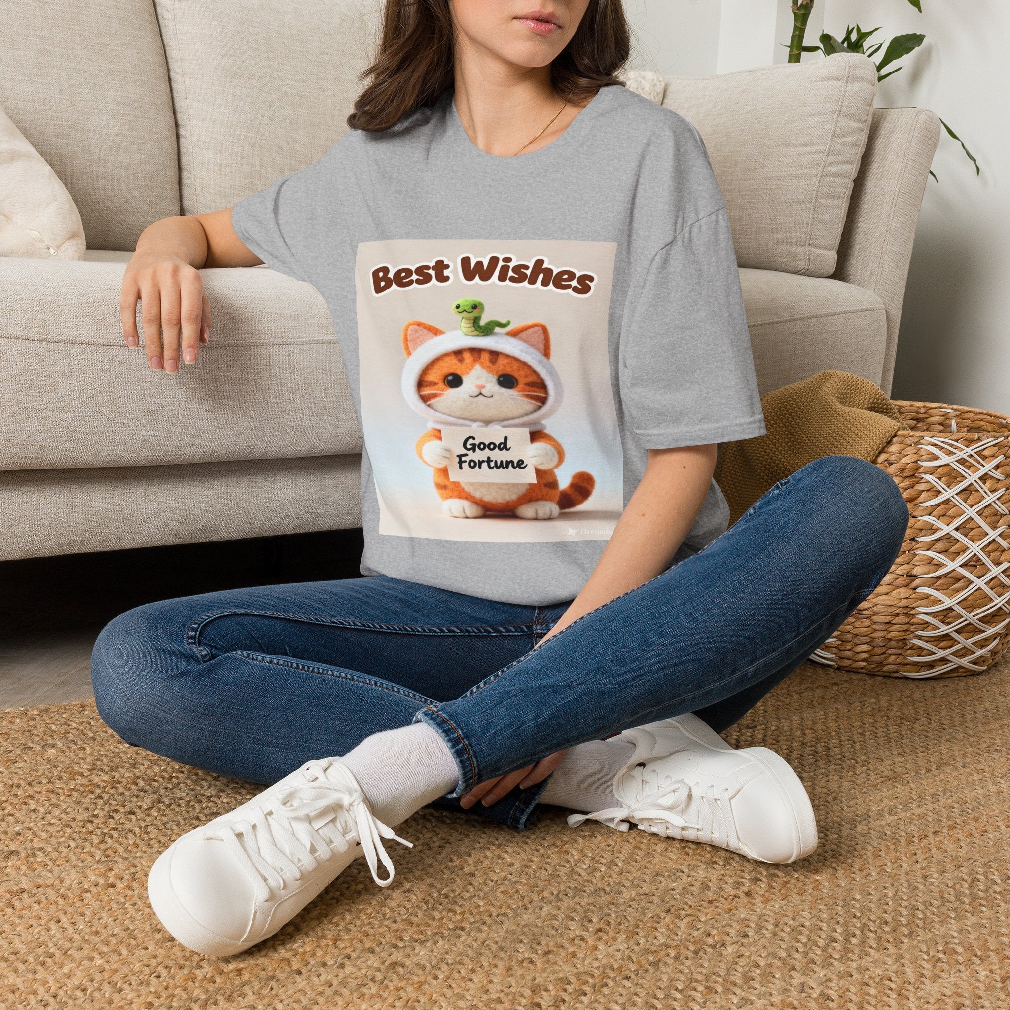 Best Wishes Cat T-Shirt — Cute Lucky Cat Design (Good Fortune)