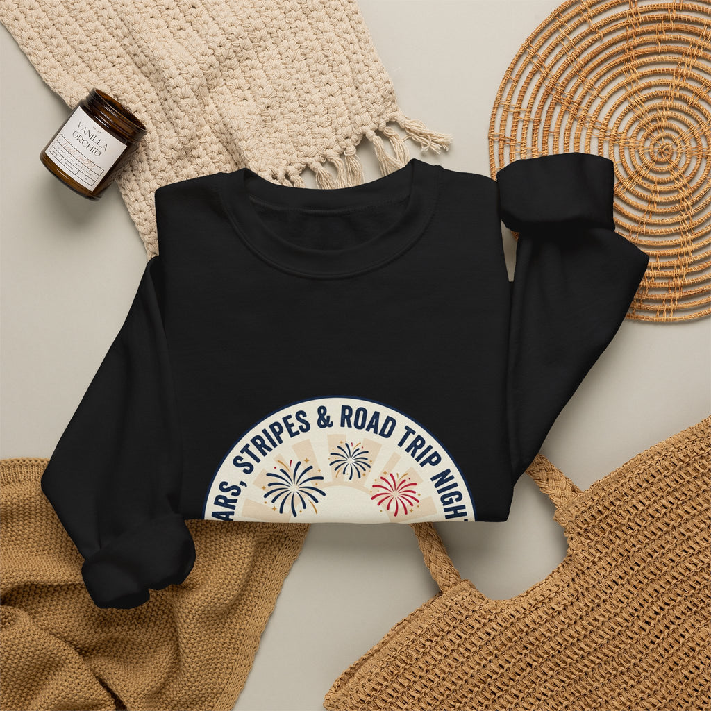 Stars & Stripes Road Trip Sweatshirt | vintage USA, red white blue Americana