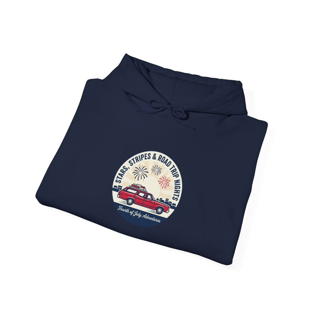 Vintage Americana 'Road Trip' Hoodie | red white blue, retro souvenir