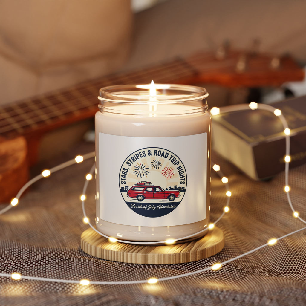 Stars & Road Trip Nights Soy Candle, 4th of July Americana, vintage USA