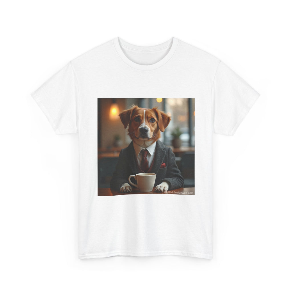 Dog in Suit Coffee Tee – Funny Canine Café T‑Shirt for Dog Lovers