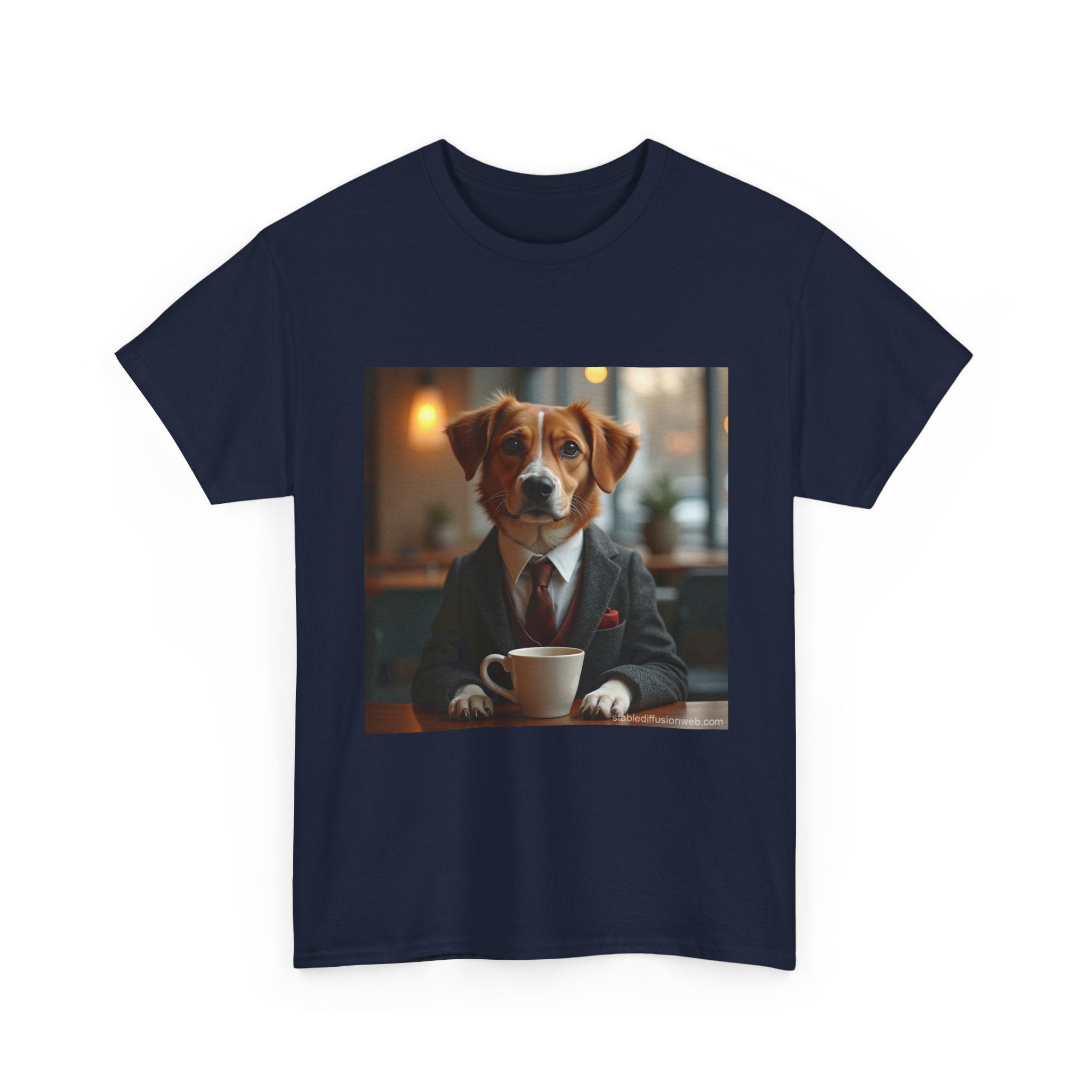 Dog in Suit Coffee Tee – Funny Canine Café T‑Shirt for Dog Lovers