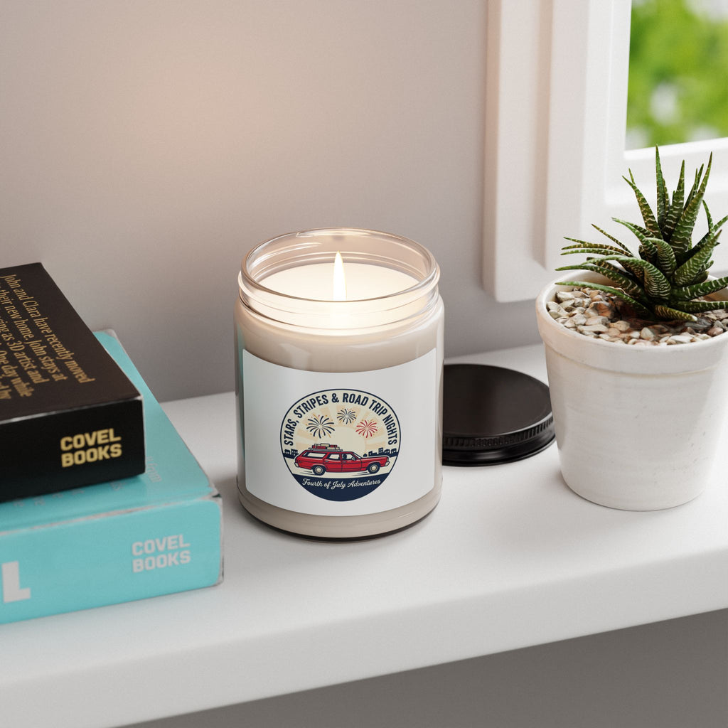 Stars & Road Trip Nights Soy Candle, 4th of July Americana, vintage USA