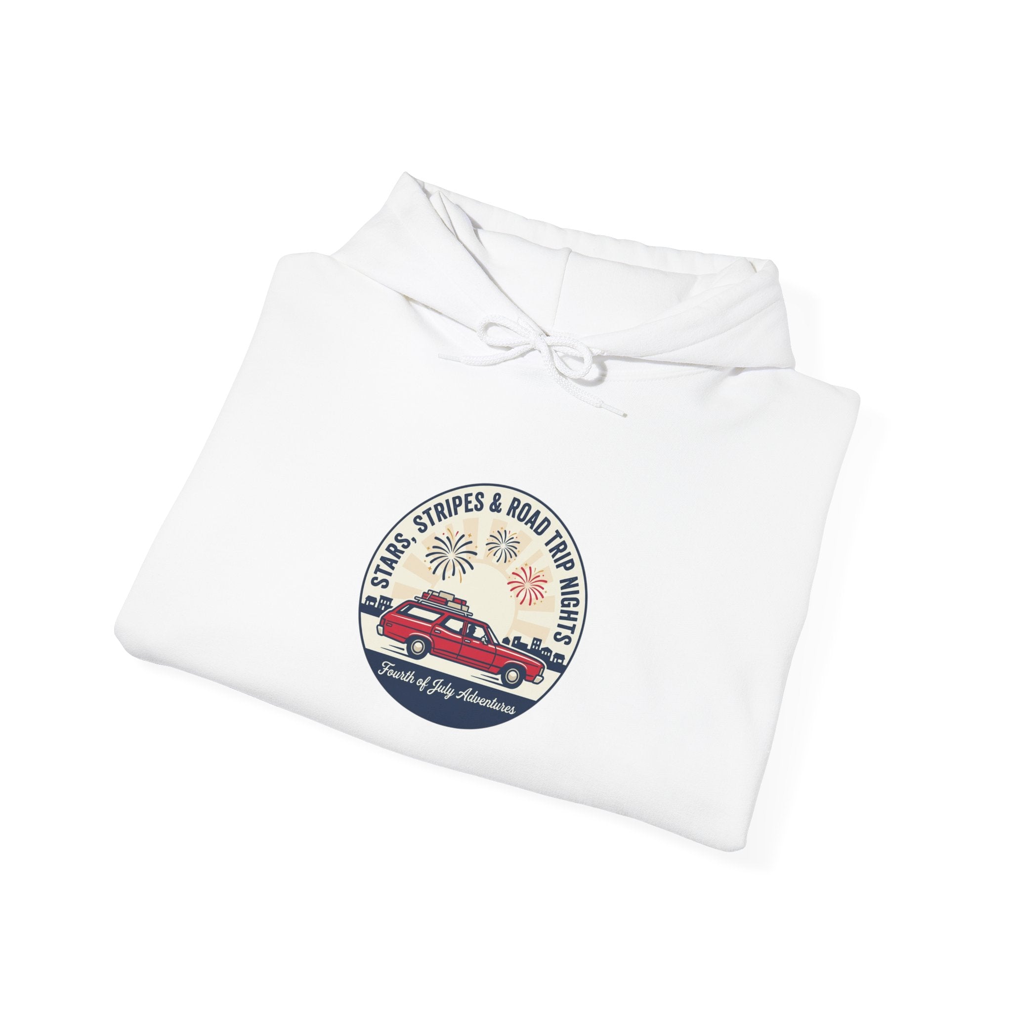 Vintage Americana 'Road Trip' Hoodie | red white blue, retro souvenir