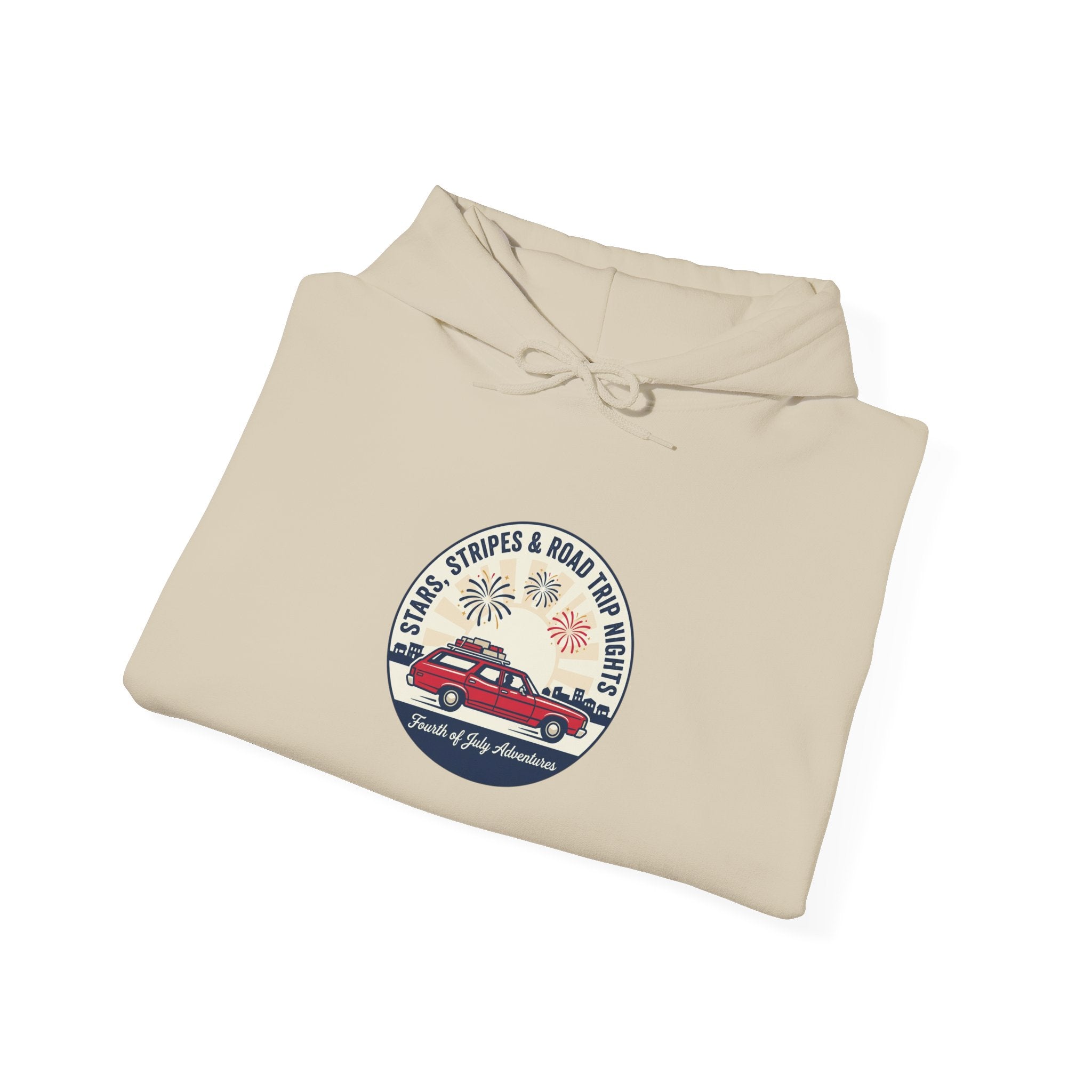 Vintage Americana 'Road Trip' Hoodie | red white blue, retro souvenir