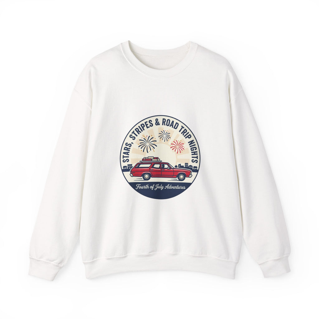 Stars & Stripes Road Trip Sweatshirt | vintage USA, red white blue Americana