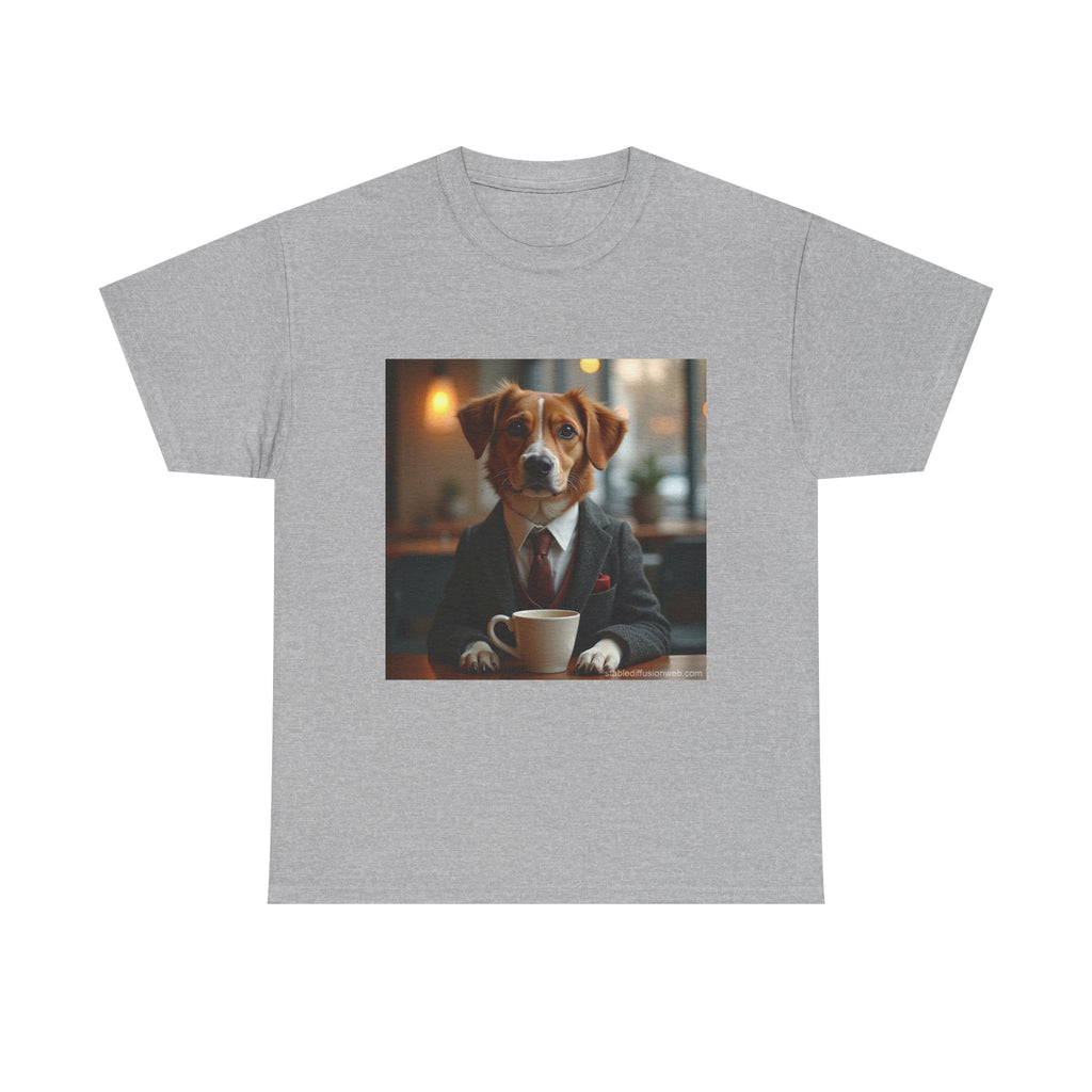 Dog in Suit Coffee Tee – Funny Canine Café T‑Shirt for Dog Lovers