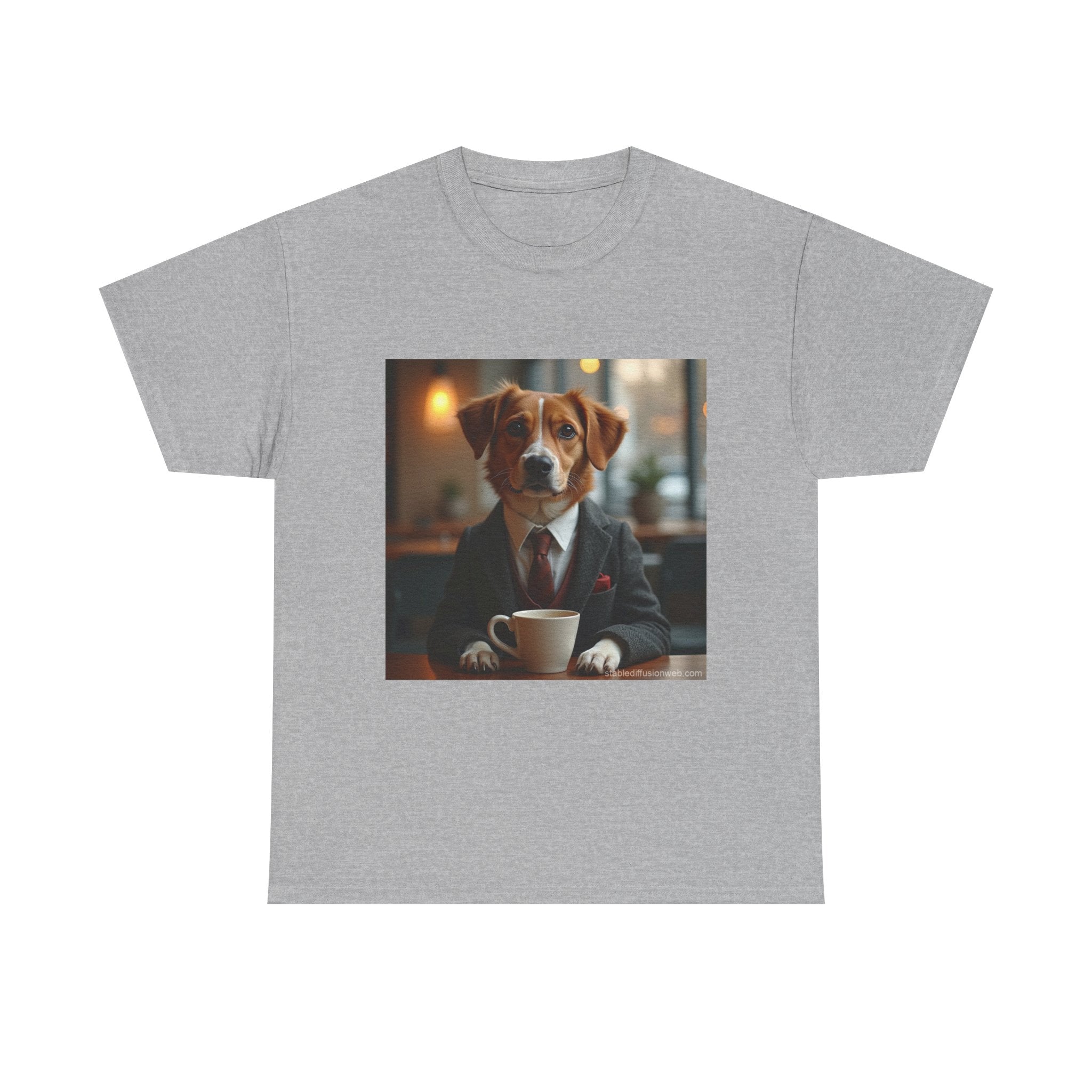 Dog in Suit Coffee Tee – Funny Canine Café T‑Shirt for Dog Lovers