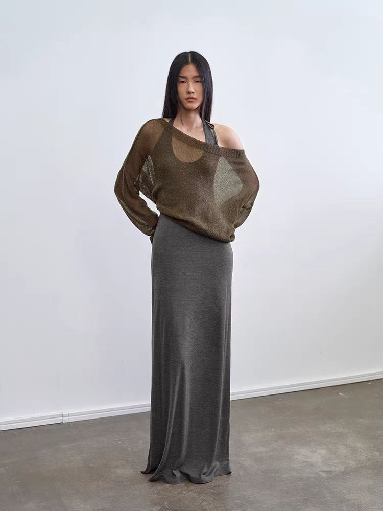 Halterneck Knitted Dress with Waist Strap