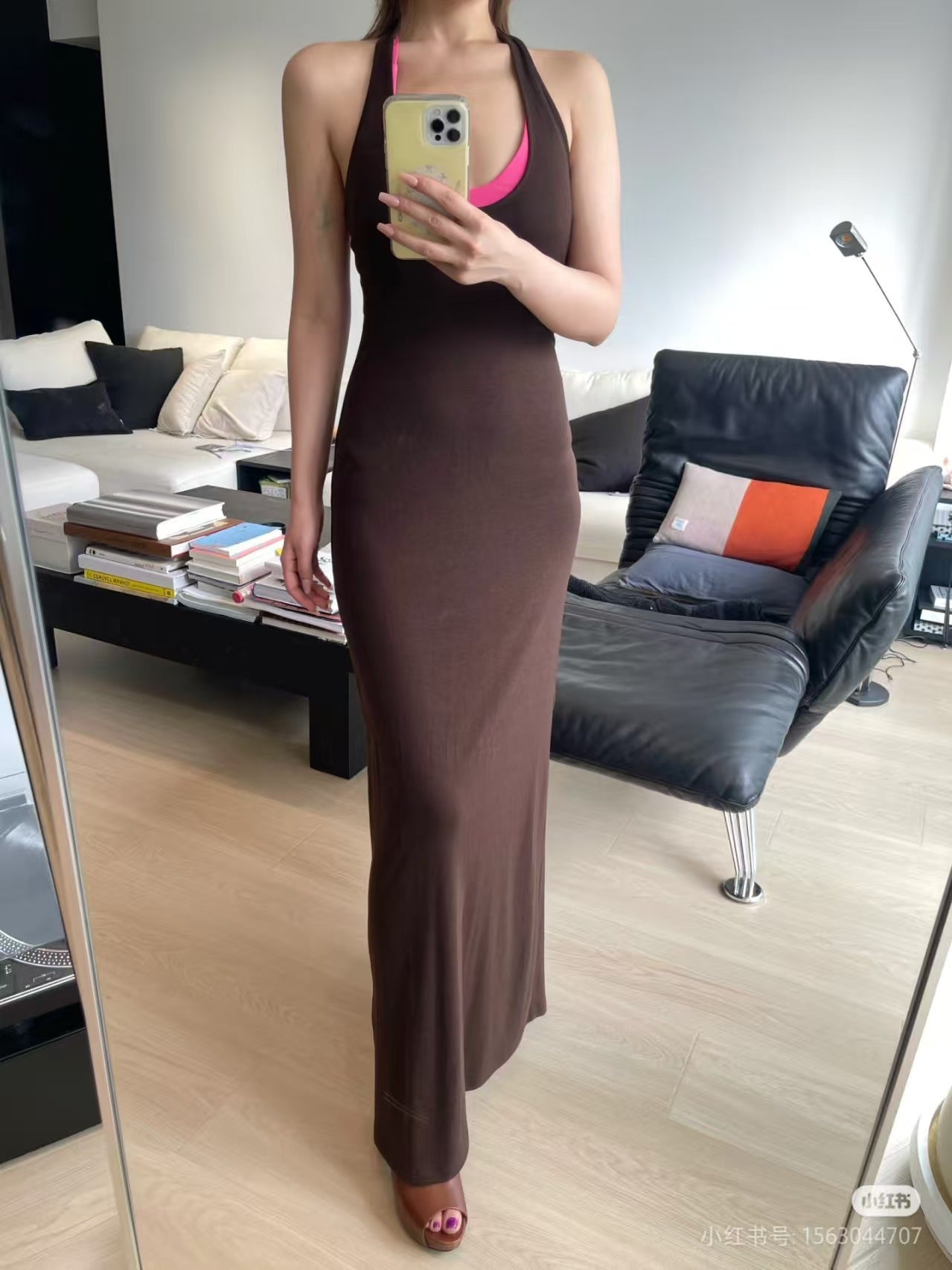 Halterneck Knitted Dress with Waist Strap