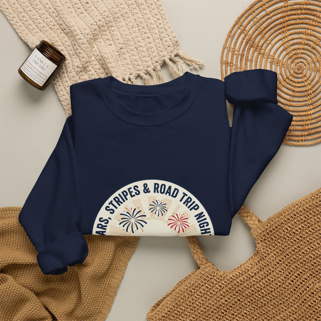 Stars & Stripes Road Trip Sweatshirt | vintage USA, red white blue Americana