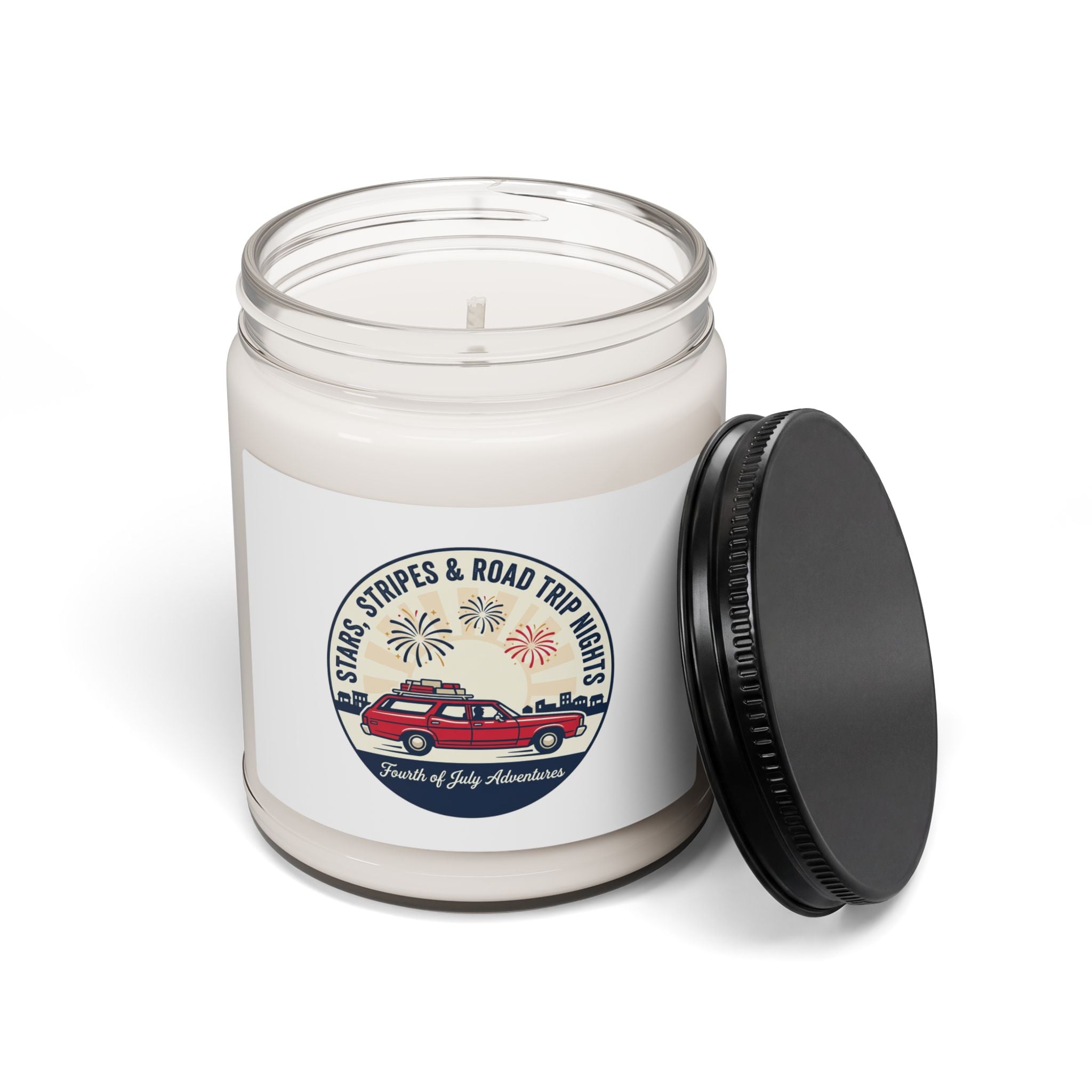 Stars & Road Trip Nights Soy Candle, 4th of July Americana, vintage USA