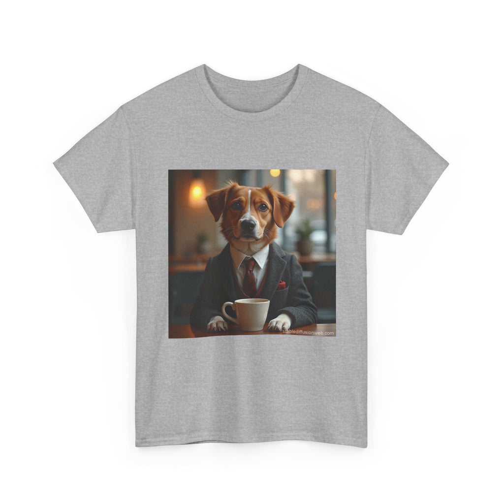 Dog in Suit Coffee Tee – Funny Canine Café T‑Shirt for Dog Lovers