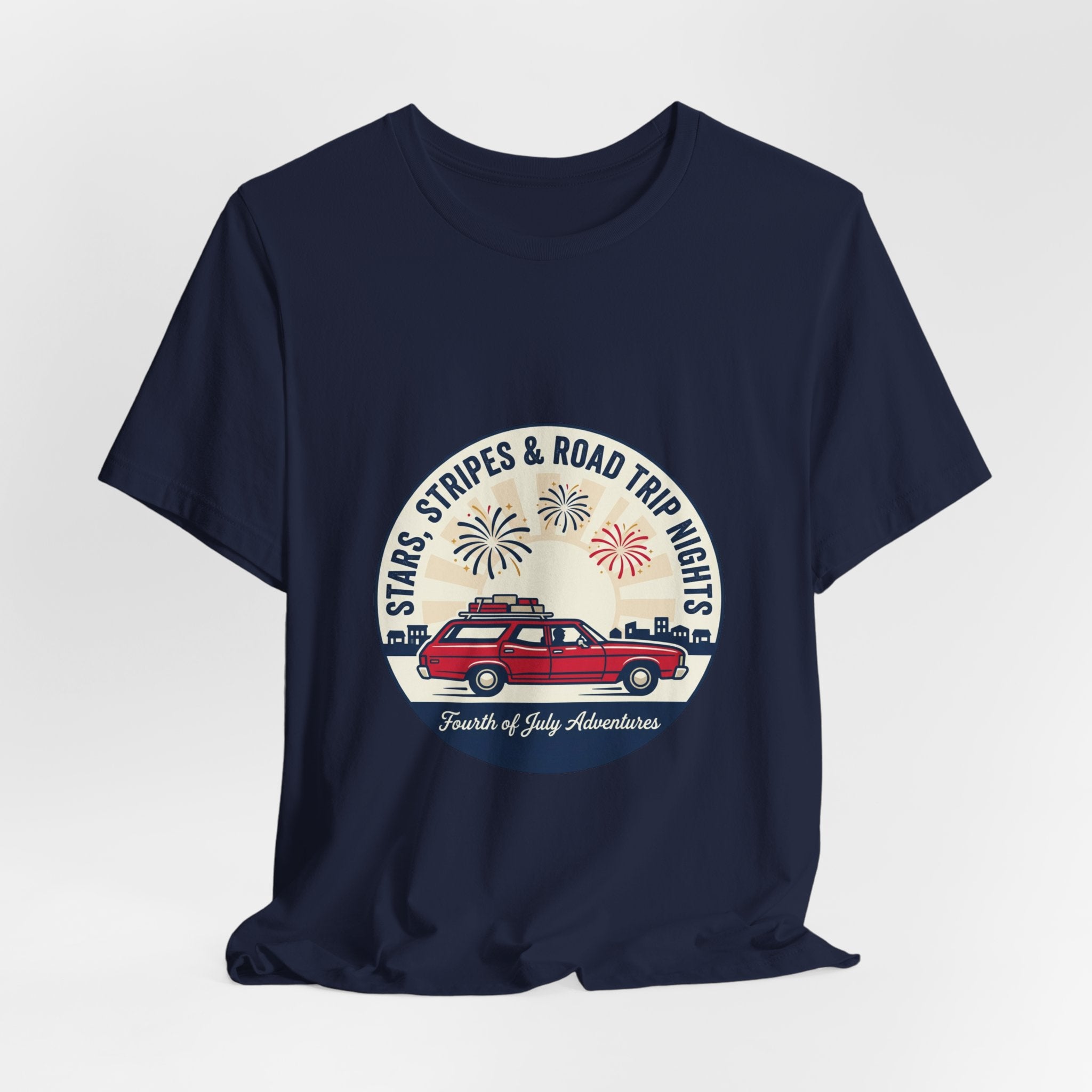 Stars & Stripes Road Trip Sweatshirt, Vintage USA Red White Blue Crewneck, American Travel Sweater, Patriotic Gift, Retro USA Sweatshirt, 4th of July Gift