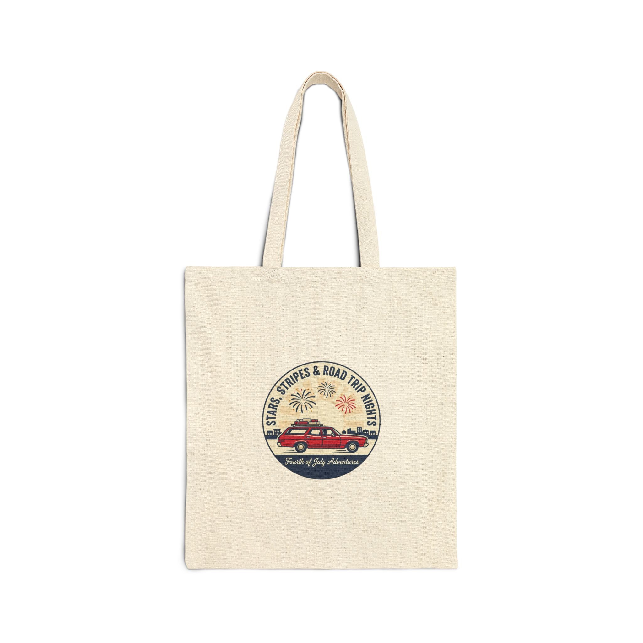 Vintage Road Trip Americana Tote Bag, Red White Blue Coastal Canvas Bag, Patriotic Beach Tote, USA Travel Bag, 4th of July Gift, American Summer Tote