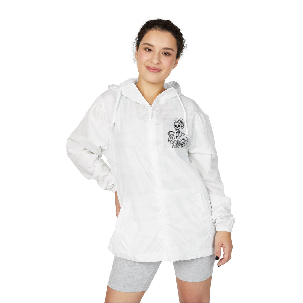 Windbreaker Jacket — Minimal Skull Portrait Chest Print