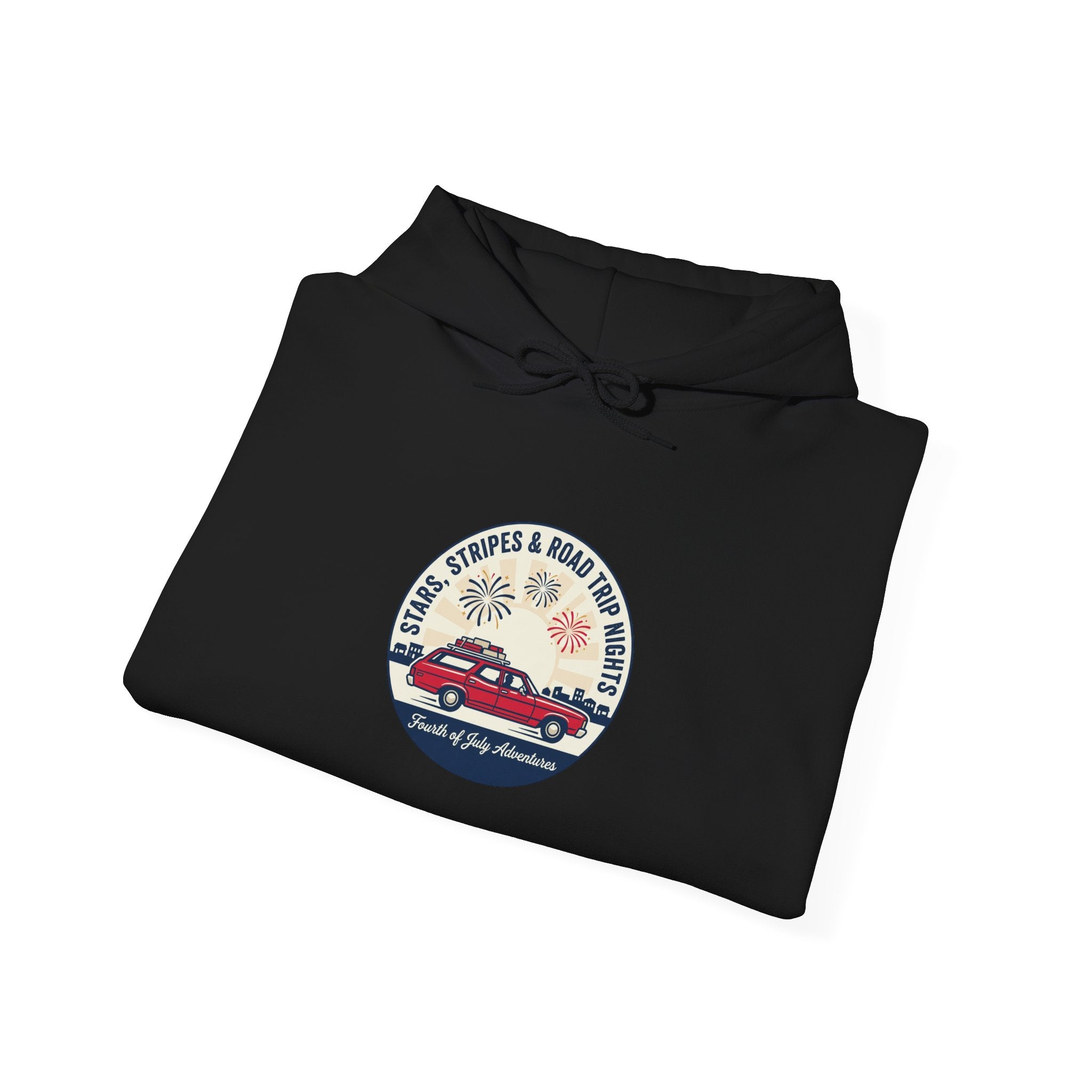Vintage Americana 'Road Trip' Hoodie | red white blue, retro souvenir