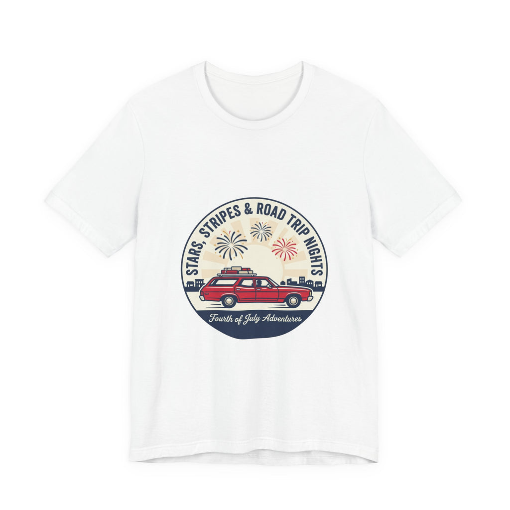 Stars & Stripes Road Trip Sweatshirt, Vintage USA Red White Blue Crewneck, American Travel Sweater, Patriotic Gift, Retro USA Sweatshirt, 4th of July Gift