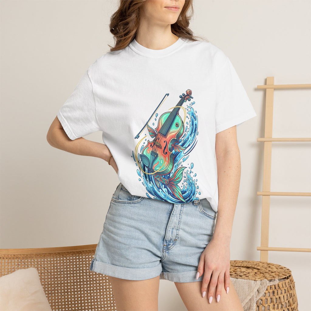 Violin Wave Music Graphic T-Shirt, Colorful Splash Musician Tee, Gift for Musician