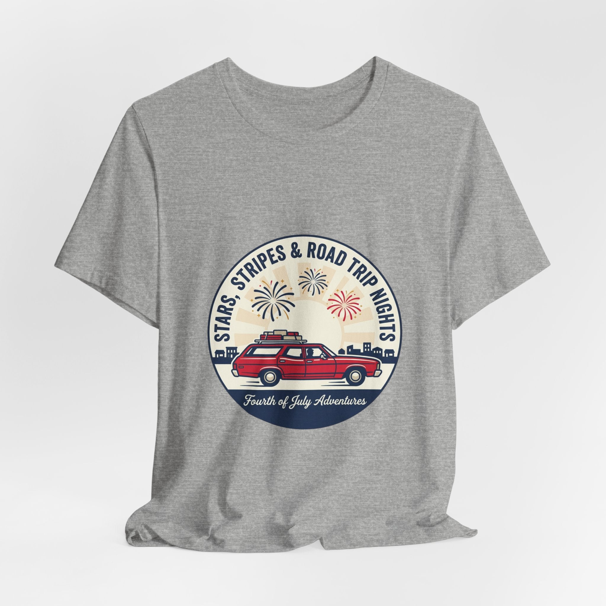 Stars & Stripes Road Trip Sweatshirt, Vintage USA Red White Blue Crewneck, American Travel Sweater, Patriotic Gift, Retro USA Sweatshirt, 4th of July Gift