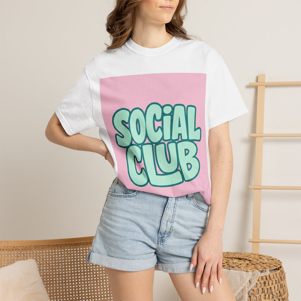 Social Club T-Shirt — Retro Bubble Letter Graphic Tee