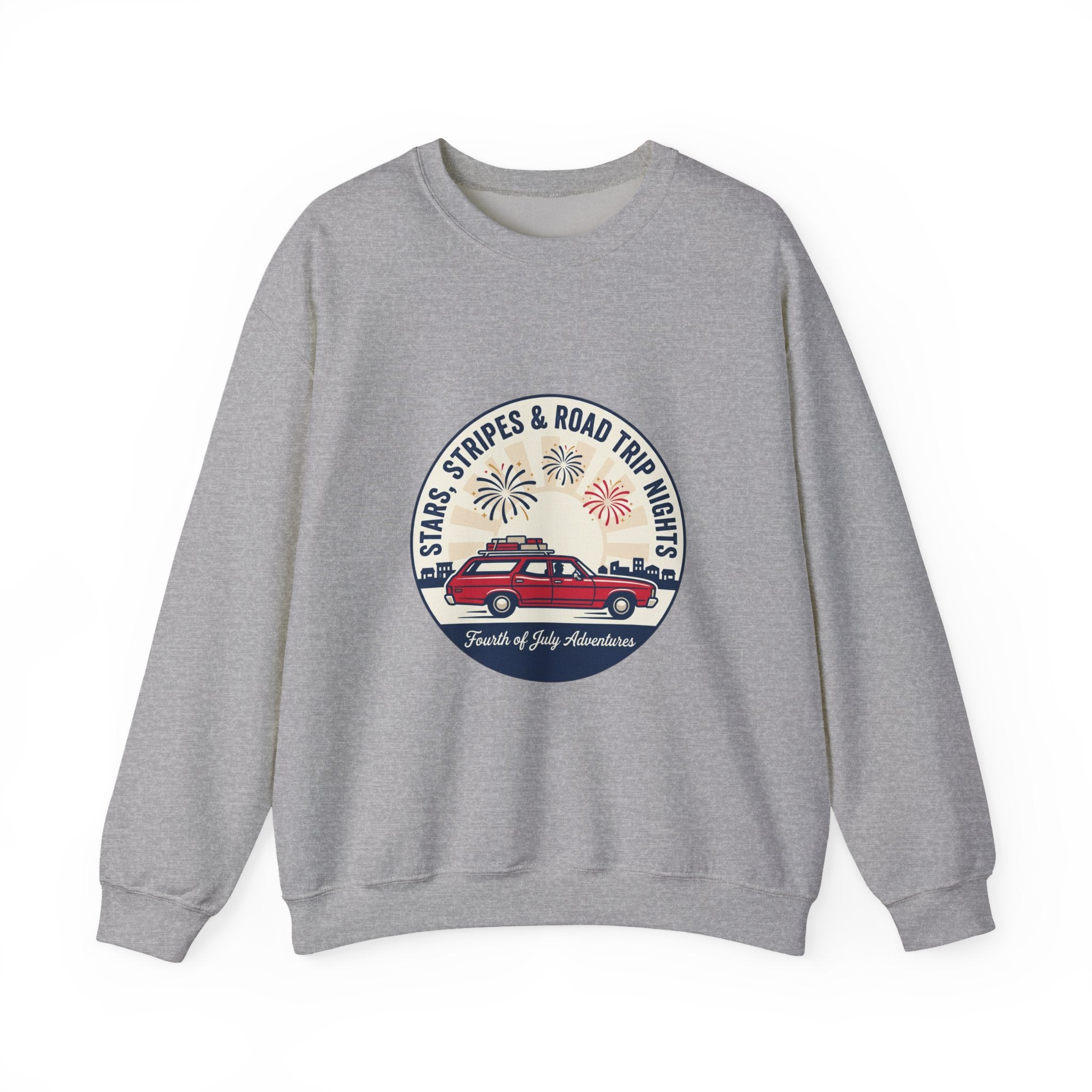 Stars & Stripes Road Trip Sweatshirt | vintage USA, red white blue Americana