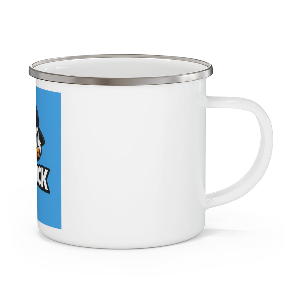 Mooduck Enamel Camping Mug — Angry Duck Logo Outdoor Coffee Cup