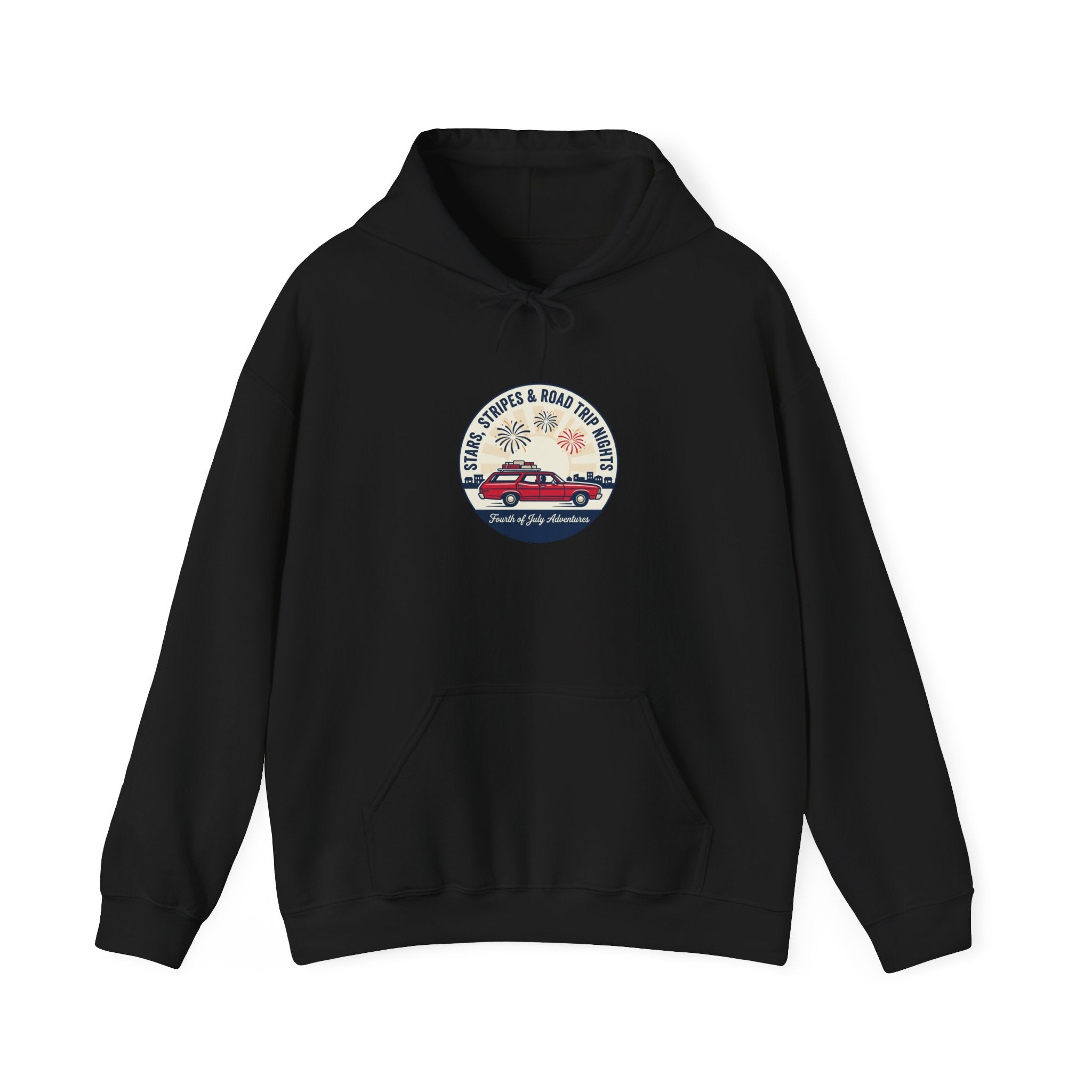 Vintage Americana 'Road Trip' Hoodie | red white blue, retro souvenir
