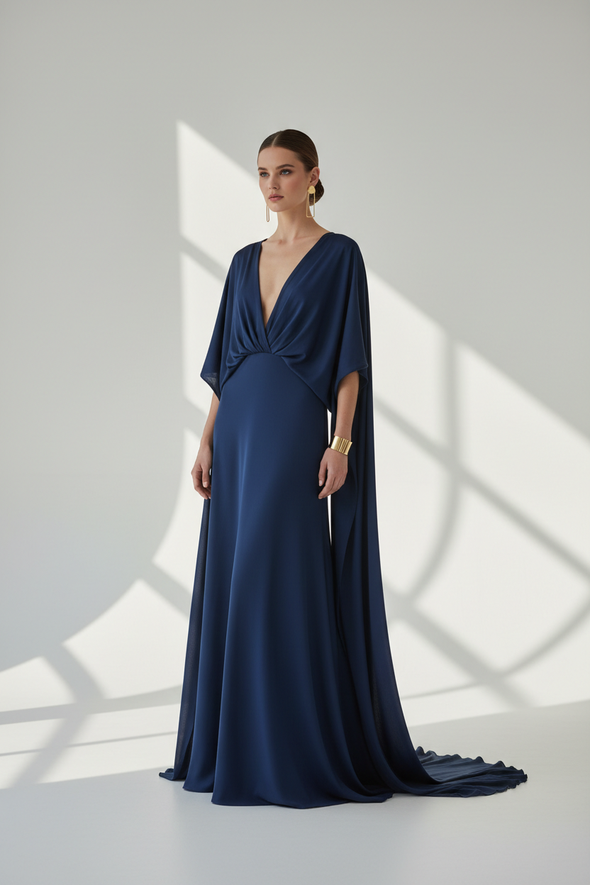 Elegant Bat Sleeve Long Dress