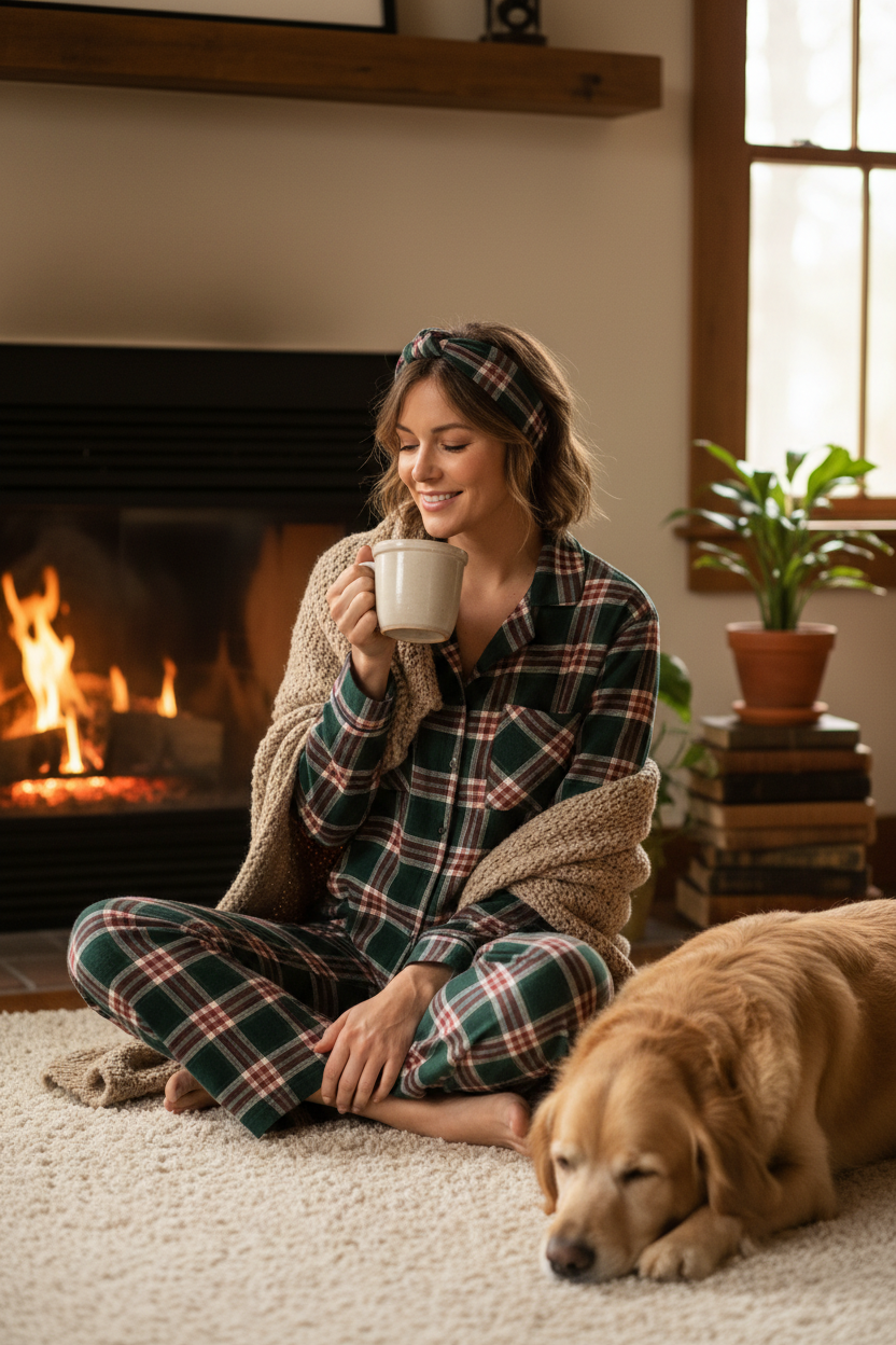 Plaid Cotton Home Set for Women