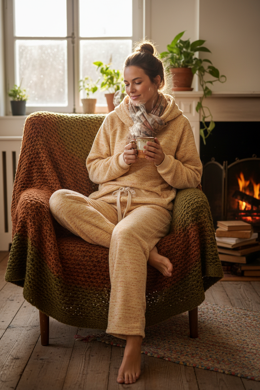 Fleece-Lined Drawstring Waist Casual Set